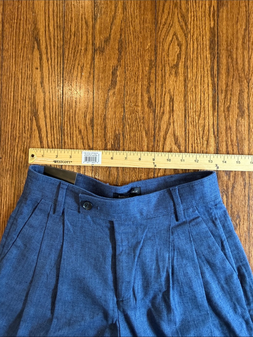 NWT Banana Republic Blue Linen-Blend Wide-Leg Pleated Trous - Picture 6 of 10